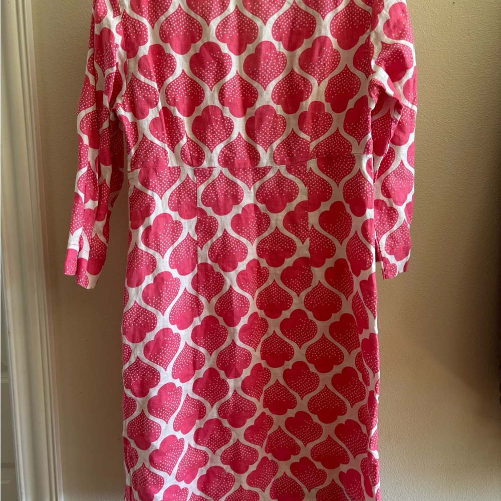 Boden Pink and White Heart Pattern Dress, Size 6 - Picture 4 of 5